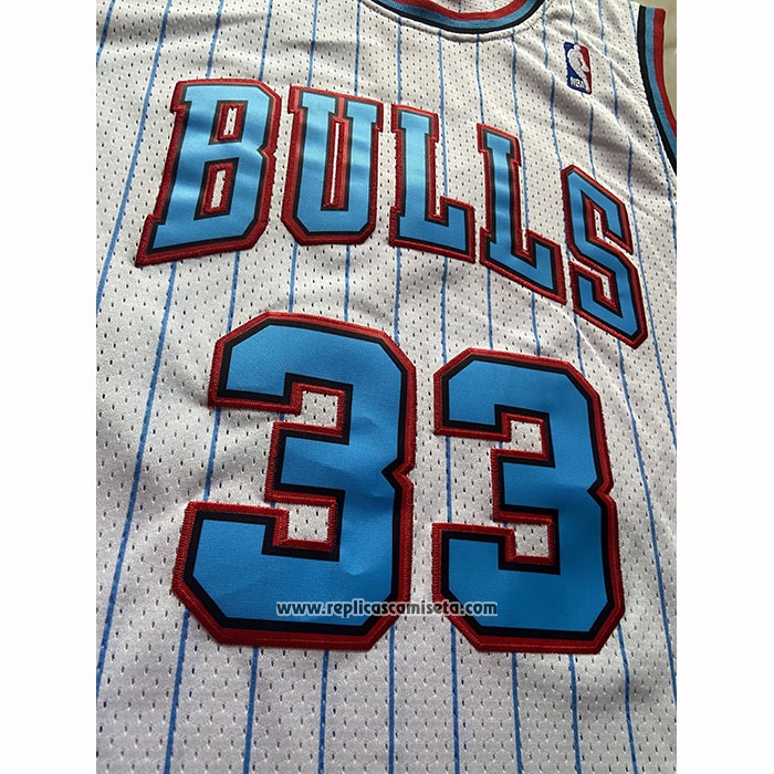 Camiseta Chicago Bulls Scottie Pippen NO 33 Mitchell & Ness 1997-98 Blanco1